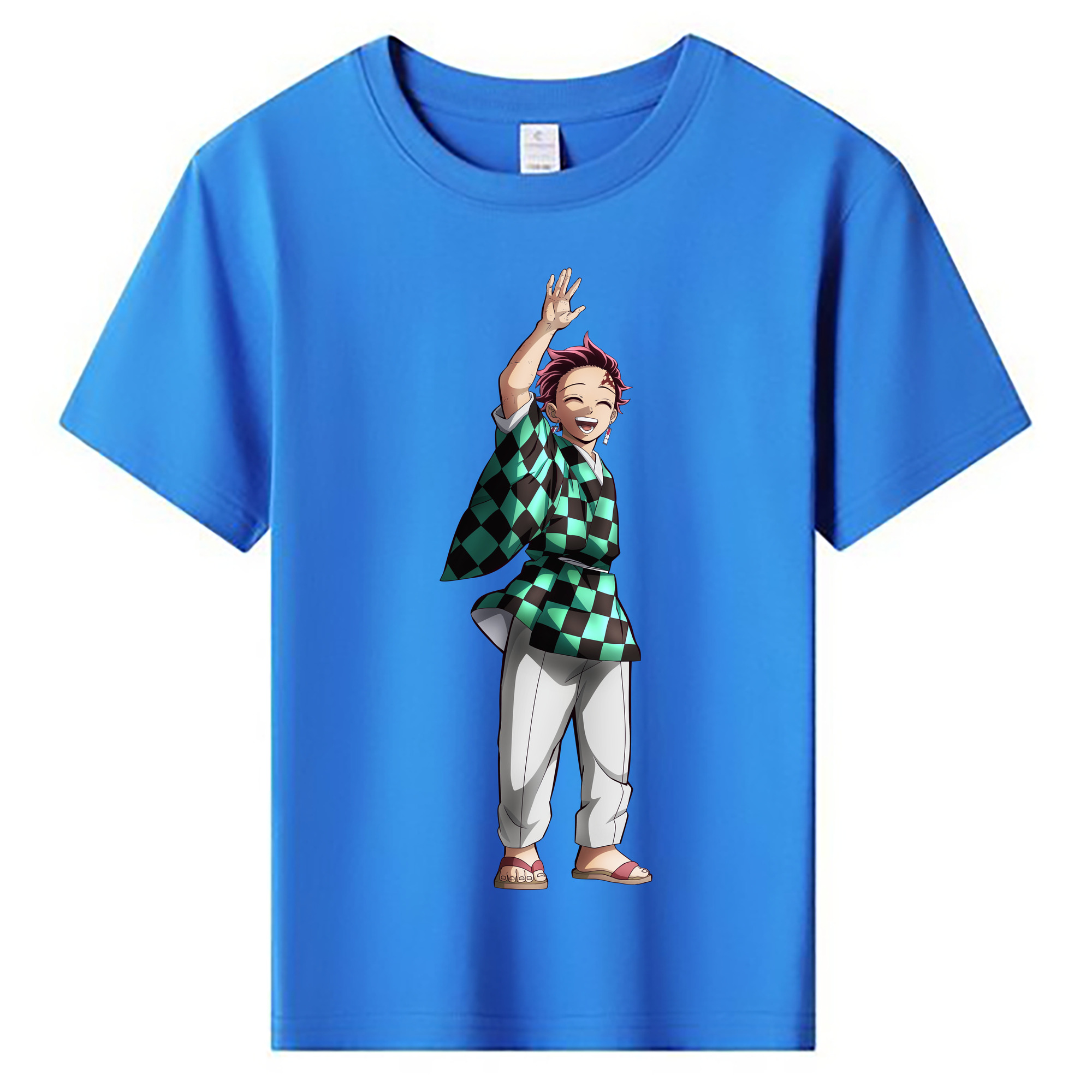（画像用） 鬼滅の刃 竈門 炭治郎／かまど たんじろう Kamado Tanjirou 綿100％キッズTシャツ（フロントプリント）